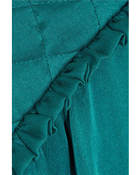 PIERRE BALMAIN Washed Silk Mini Dress Teal