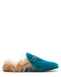 Gucci Princetown Shearling Lined Velvet Loafers