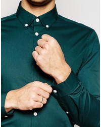 Asos Brand Smart Shirt In Teal With Button Down Collar And Long Sleeve