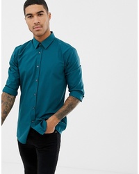 Hugo Elisha01 Extra Slim Fit Poplin Shirt In Green