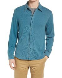 The Normal Brand Puremeso Acid Wash Knit Button Up Shirt In Teal At Nordstrom