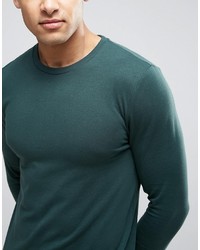 Asos Muscle Fit Long Sleeve T Shirt In Green