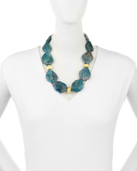 Nest Jewelry 22k Gold Apatite Station Necklace Teal Blue