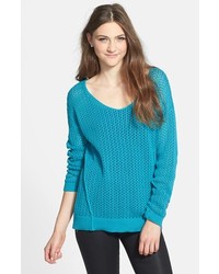 BP. Open Knit Pullover Teal Pagoda X Large