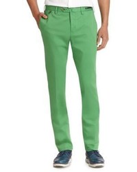 Pt01 Camo Cuff Flat Front Linen Cotton Trousers