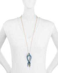 Alexis Bittar Feathered Parrot Pendant Pin And Necklace
