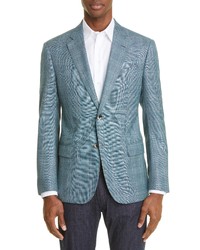 Emporio Armani Plaid Light Wool Sportcoat In Solid Medium Green At Nordstrom