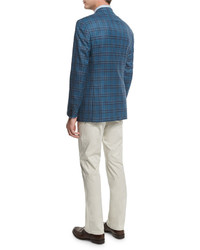 Brioni Plaid Two Button Wool Sport Coat Teal