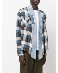 Greg Lauren Denim Patchwork Panel Shirt