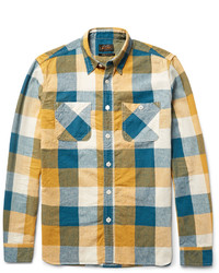 Beams Plus Slim Fit Checked Linen And Cotton Blend Shirt