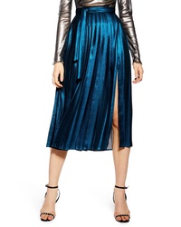 Topshop Metallic Pleat Midi Skirt