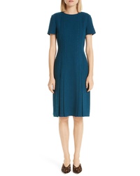 Teal Pleated Sheath Dress