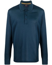 Paul & Shark Logo Embroidered Long Sleeve Polo Shirt
