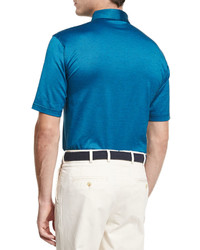 Peter Millar Cooper Birdseye Lisle Polo Shirt Blue