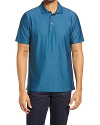 Bugatchi Ooohcotton Tech Houndstooth Stretch Polo In Peacock At Nordstrom