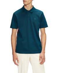 Ted Baker London Pagoda Cotton Polo In Teal Blue At Nordstrom