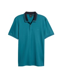 BOSS Phillipson Slim Fit Tipped Short Sleeve Cotton Polo