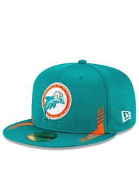 New Era Aqua Miami Dolphins 2021 Nfl Sideline Home Historic Logo 59fifty Fitted Hat