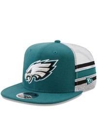 New Era Midnight Greenwhite Philadelphia Eagles Stripe Trucker 9fifty Snapback Hat