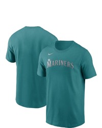 Nike Aqua Seattle Mariners Team Wordmark T Shirt
