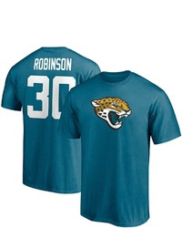 FANATICS Branded James Robinson Teal Jacksonville Jaguars Player Icon Name Number T Shirt