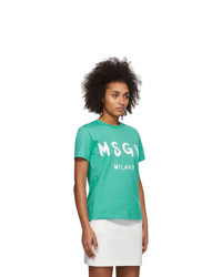 MSGM Green Artist Logo T Shirt