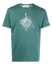 Stone Island Logo Print Cotton T Shirt