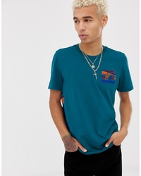 Adidas Skateboarding Printed T Shirt In Blue Dh3924