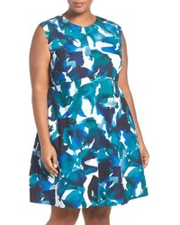 Vince Camuto Print Crepe Fit Flare Dress