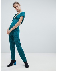 New Look Knot Front Jumpsuit In Green