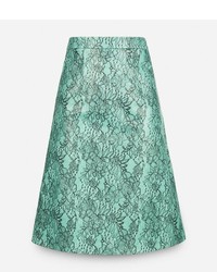 Christopher Kane A Line Lace Print Leather Skirt