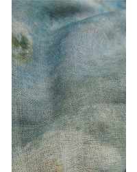 Alexander McQueen Printed Wool And Cashmere Blend Scarf Blue