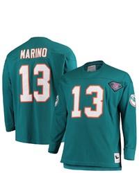 Mitchell & Ness Dan Marino Aqua Miami Dolphins Big Tall Retired Player Name Number Long Sleeve Top