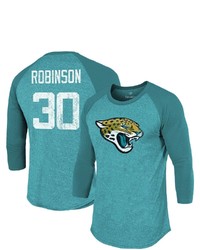 INDUSTRY RAG Fanatics Branded James Robinson Teal Jacksonville Jaguars Team Player Name Number Tri Blend Raglan 34 Sleeve T Shirt