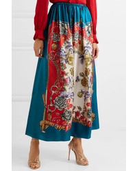 Gucci Printed Silk Twill Midi Skirt