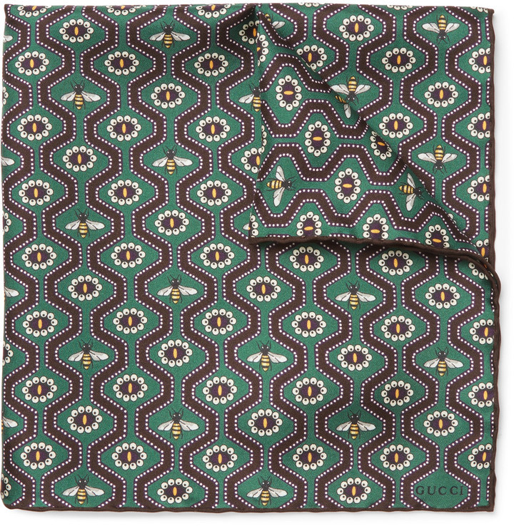 GUCCI Printed Silk-Twill Pocket Square for Men