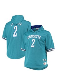 Mitchell & Ness Larry Johnson Tealpurple Charlotte Hornets Big Tall Name Number Short Sleeve Hoodie At Nordstrom