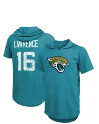 Majestic Threads Trevor Lawrence Teal Jacksonville Jaguars Player Name Number Tri Blend Hoodie T Shirt