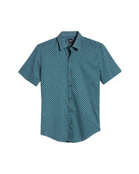 BOSS Robb Sharp Fit Short Sleeve Button Up Shirt