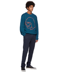 Kenzo Blue Embroidered Graphic Sweatshirt