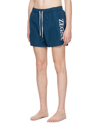 Zegna Blue Printed Swim Shorts