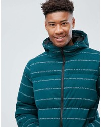 Asos Tall Puffer In Repeat Text In Green