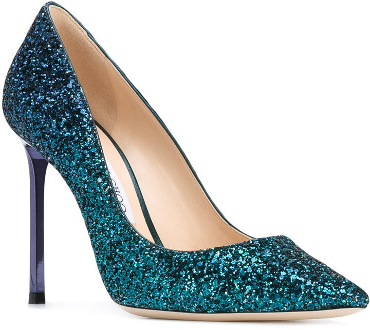 Jimmy Choo Glitter Romy Pumps, $675 | farfetch.com | Lookastic