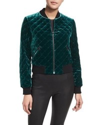 Teal Quilted Bomber Jacket