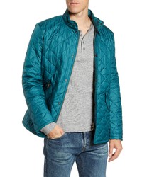 Teal Quilted Bomber Jacket