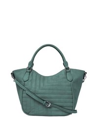 Teal Quilted Leather Tote Bag