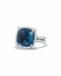 David Yurman 14mm Chtelaine Hampton Blue Topaz Ring With Diamonds