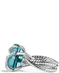 David Yurman Cable Wrap Ring With Blue Topaz And Diamonds