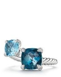 David Yurman Chatelaine Bybass Ring With Hampton Blue Topaz Blue Topaz And Diamonds