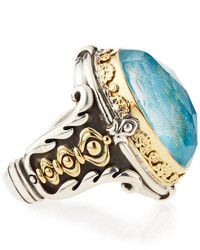 Konstantino Faceted Chrysocolla Doublet Ring